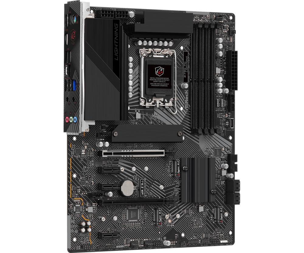 Mainboard ASROCK Intel Z790 LGA1700 ATX Memory DDR5 Memory slots 4 3xPCI-Express 3.0 1x 1xPCI-Express 4.0 16x 1xPCI-Express 5.0 16x 4xM.2 1xHDMI 1xAudio-In 1xAudio-Out 1xMicrophone 1xUSB 2.0 6xUSB 3.2 1xUSB-C 1xRJ45 Z790PGLIGHTNING