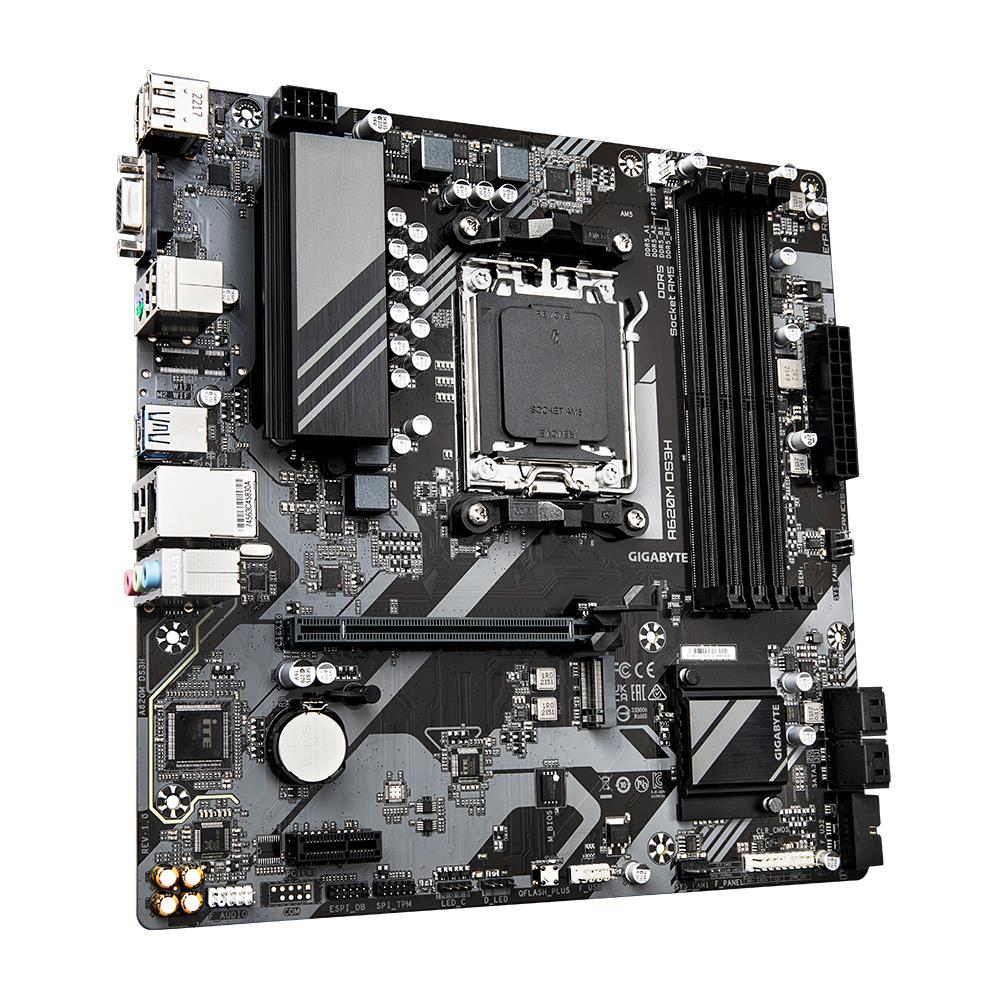 Mainboard GIGABYTE AMD A620 SAM5 Micro-ATX Memory DDR5 Memory slots 4 1xPCI-Express 4x 1xPCI-Express 3.0 1x 1xM.2 1x15pin D-sub 1xHDMI 1xDisplayPort 4xUSB 2.0 1xUSB 3.2 1xUSB-C 1xPS/2 1xRJ45 3xAudio port A620MDS3H1.1