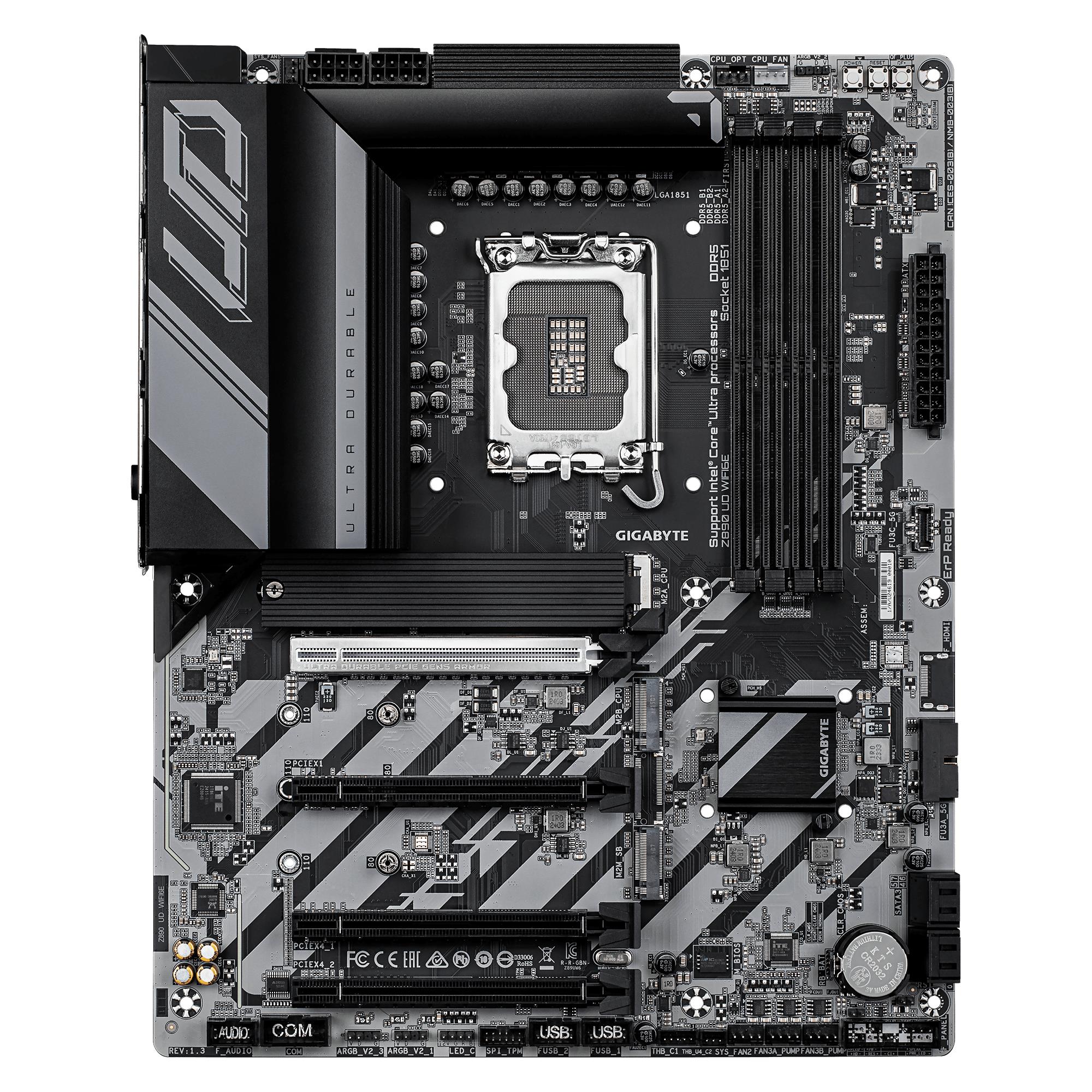 Mainboard GIGABYTE Intel Z890 LGA 1851 (Socket V1) ATX RAM DDR5-SDRAM 4xSlots Wi-Fi Yes Bluetooth Yes 3xNumber of M.2 (M) slots Z890UDWIFI6E1.2