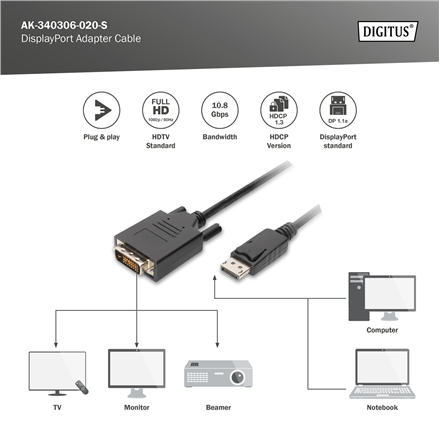 Digitus | DisplayPort Adapter Cable | AK-340306-020-S