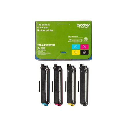 Brother TN-243CMYK, Toner Value Pack | Brother TN243CMYK | Brother TN243CMYK Value Pack - 4-pack - black, yellow, cyan, 