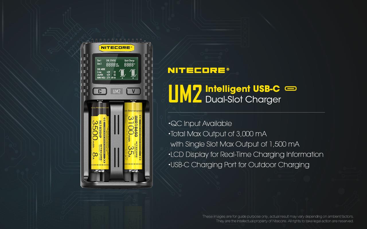BATTERY CHARGER 2-SLOT/UM2 NITECORE