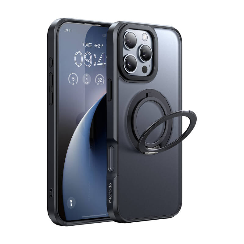 McDodo PC-4933 MagSafe case for iPhone 16 Pro Max with stand (black) - Image 1