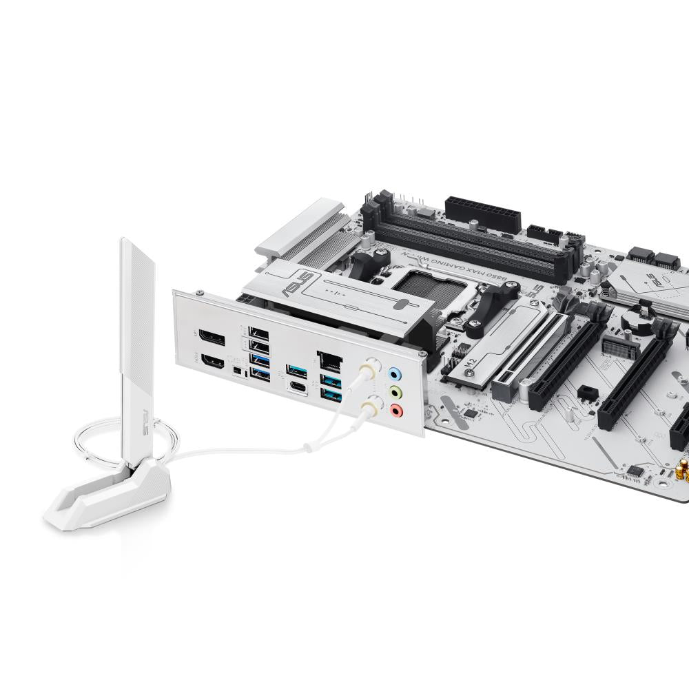 Mainboard ASUS AMD B850 SAM5 ATX Memory DDR5 Memory slots 4 2xPCI-Express 3.0 16x 1xPCI-Express 4.0 16x 1xPCI-Express 5.0 16x 3xM.2 1xHDMI 1xDisplayPort 2xUSB 2.0 5xUSB 3.2 1xUSB-C 1xRJ45 3xAudio port B850MAXGAMINGWIFIW