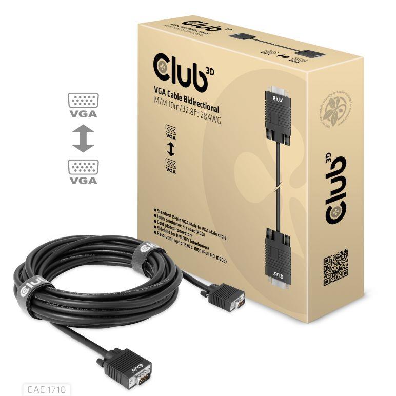 CABLE VGA TO VGA 10M/M/M CAC-1710 CLUB3D