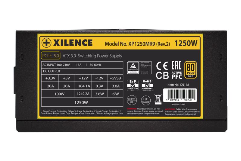Power Supply XILENCE 1250 Watts Efficiency 80 PLUS GOLD PFC Active XN178