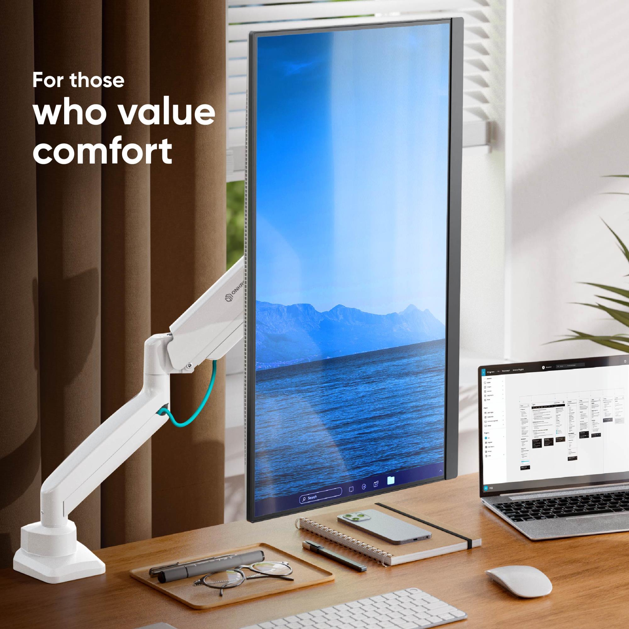 MONITOR ACC DESK MOUNT/13-32" BLK/WHT G80-BW ONKRON