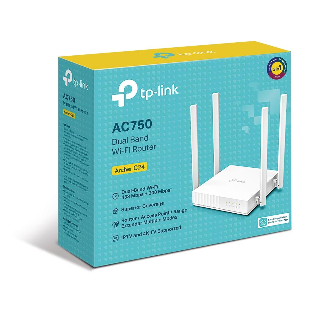 Wireless Router TP-LINK 750 Mbps 1 WAN 4x10/100M Number of antennas 4 ARCHERC24