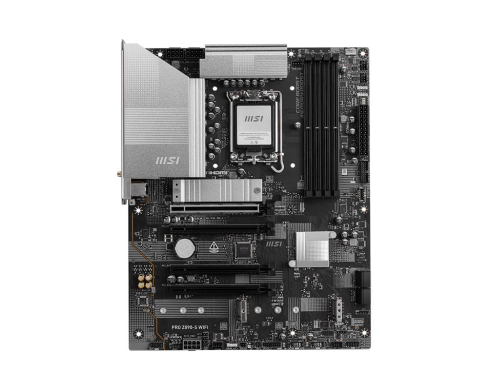 Mainboard MSI Intel Z890 LGA1851 ATX Memory DDR5 Memory slots 4 1xPCI-Express 3.0 1x 2xPCI-Express 4.0 4x 1xPCI-Express 5.0 16x 3xM.2 1xHDMI 1xDisplayPort 4xUSB 2.0 2xUSB 3.0 1xUSB-C 1xUSB-C w/Thunderbolt 3xAudio port PROZ890-SWIFI