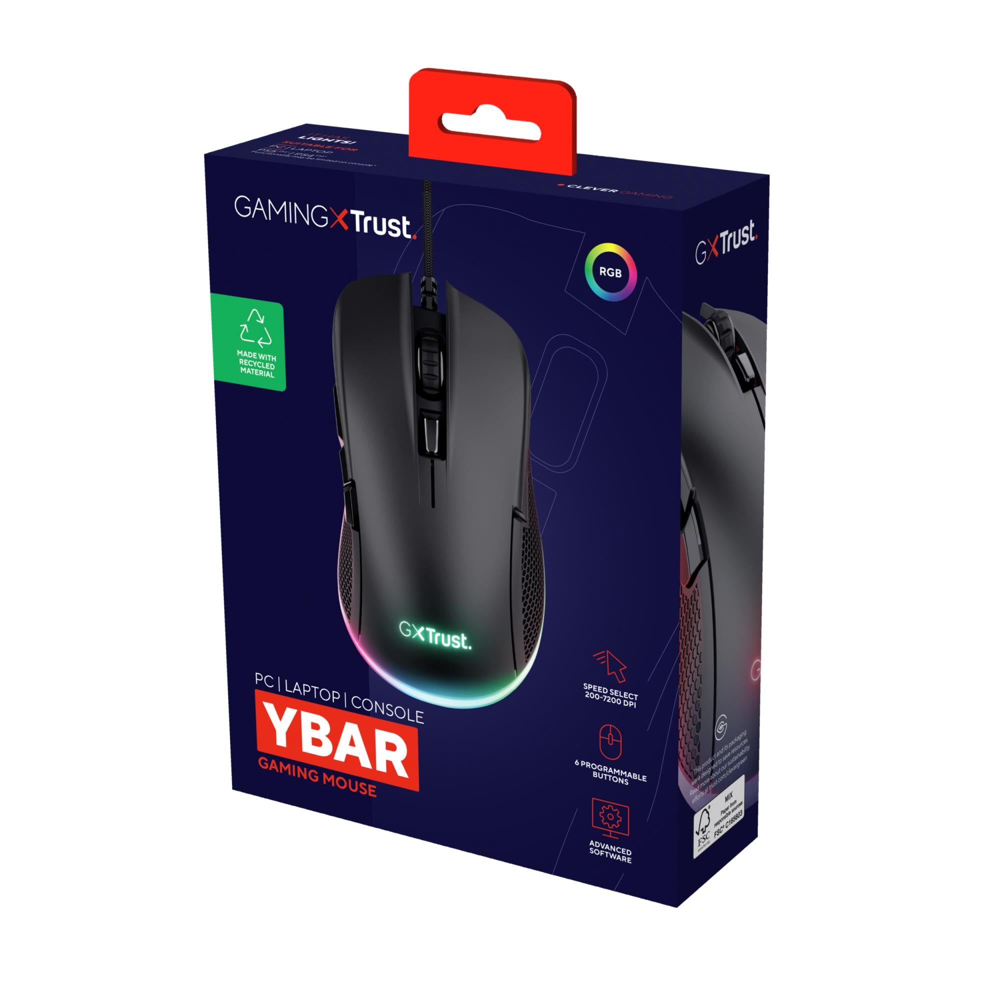 MOUSE USB OPTICAL GAMING/GXT 922 YBAR BLACK 24729 TRUST