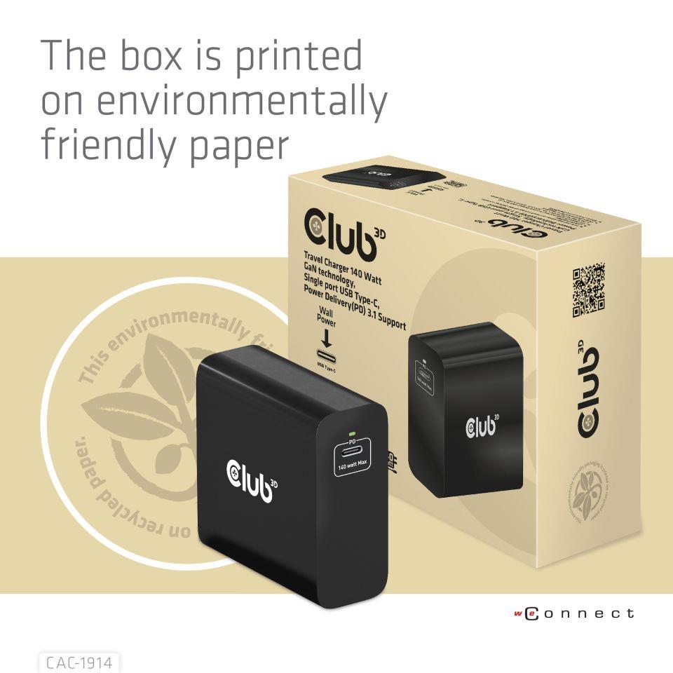 MOBILE TRAVEL CHARGER USB-C/140W GAN CAC-1914EU CLUB3D