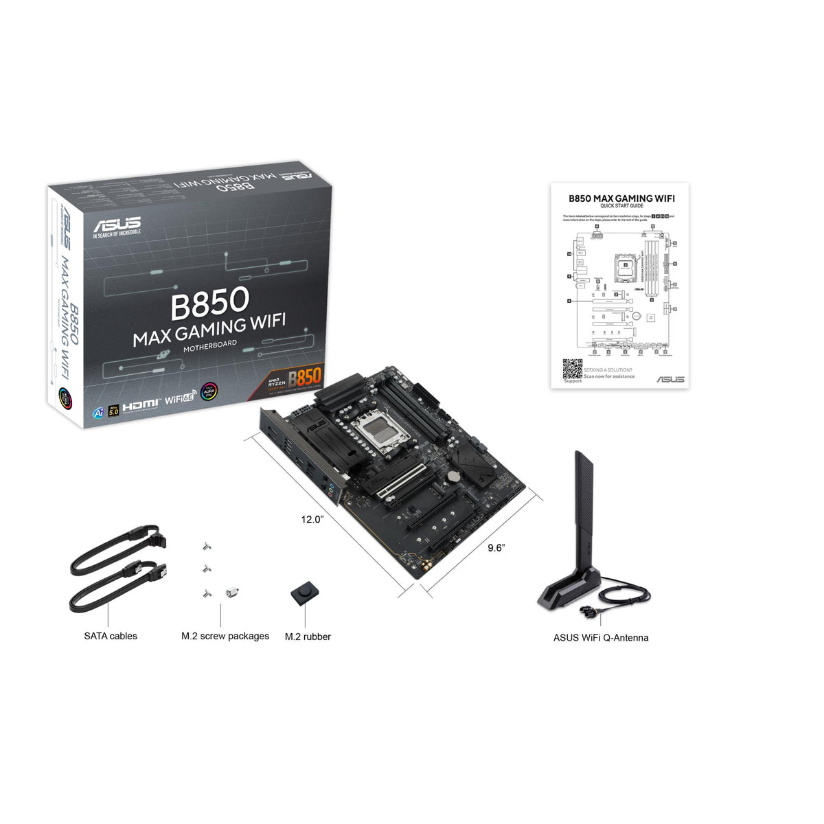 Mainboard ASUS AMD B850 Socket AM5 ATX RAM DDR5-SDRAM 4xSlots Wi-Fi Yes Bluetooth Yes 3xNumber of M.2 (M) slots B850MAXGAMINGWIFI