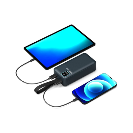 PORT CONNECT External USB-C battery integrated lamp | 30000 mAh | Blue