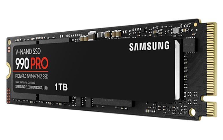 SSD SAMSUNG 990 PRO 1TB M.2 PCIE NVMe MLC Write speed 6900 MBytes/sec Read speed 7450 MBytes/sec 2.3mm TBW 600 TB MTBF 1500000 hours MZ-V9P1T0BW