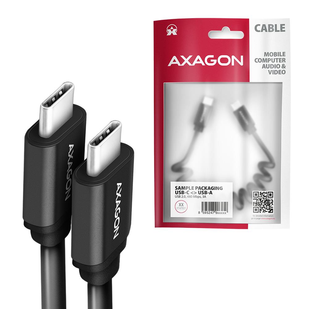 CABLE USB-C TO USB-C 0.6M 60W/TWISTER BLK BUCM-CM10TB AXAGON