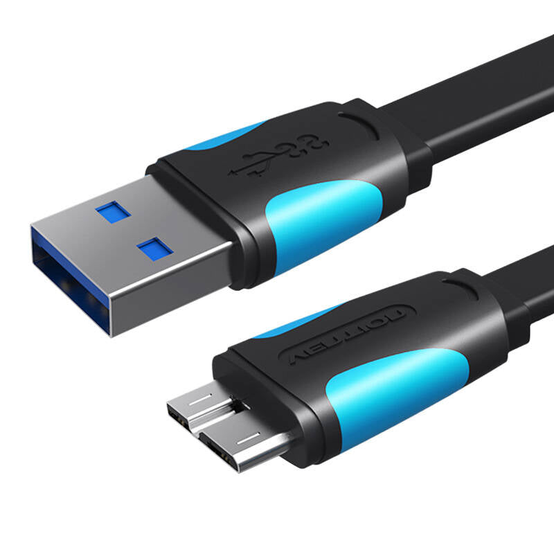 Flat USB 3.0 A to Micro-B cable Vention VAS-A12-B025 0.25m Black - Image 1
