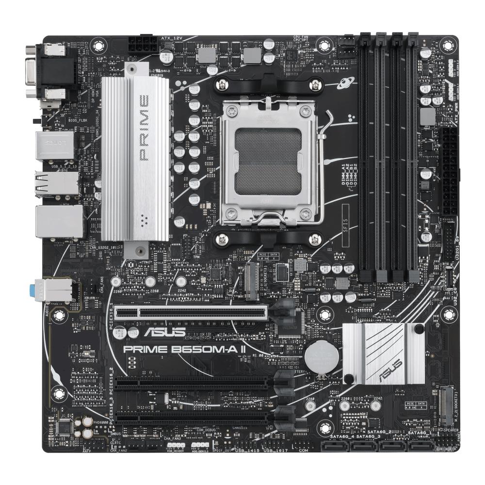 Mainboard ASUS AMD B650 SAM5 Micro-ATX Memory DDR5 Memory slots 4 2xPCI-Express 4.0 16x 2xM.2 1xVGA 1xHDMI 1xDisplayPort 4xUSB 2.0 4xUSB 3.2 1xPS/2 1xRJ45 3xAudio port PRIMEB650M-AII-CSM