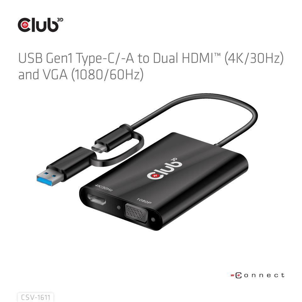 I/O ADAPTER USB-C TO HDMI/VGA/CSV-1611 CLUB3D