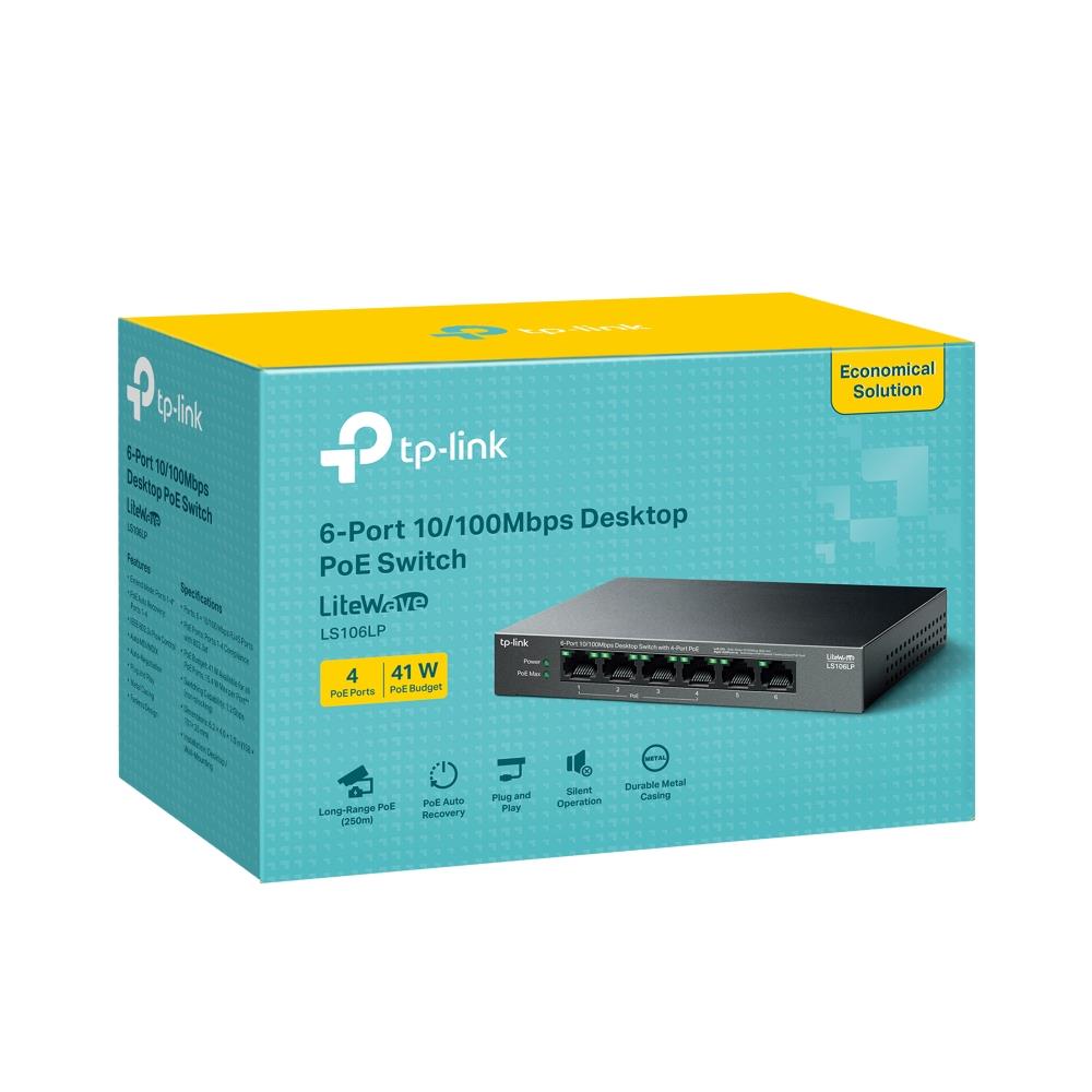 Switch TP-LINK LS106LP Desktop/pedestal 6x10Base-T / 100Base-TX PoE ports 4 LS106LP