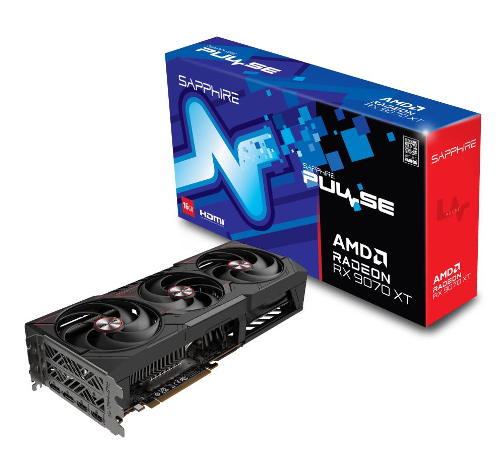 Graphics Card SAPPHIRE AMD Radeon RX 9070 XT 16 GB GDDR6 256 bit PCIE 5.0 16x Triple slot Fansink 2xHDMI 2xDisplayPort 11348-03-20G