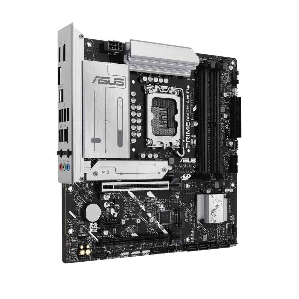 Mainboard ASUS Intel B860 Express LGA1851 Micro-ATX Memory DDR5 Memory slots 4 1xPCI-Express 4.0 1x 1xPCI-Express 4.0 16x 1xPCI-Express 5.0 16x 2xM.2 1xHDMI 1xDisplayPort 7xUSB 2.0 1xUSB-C 1xUSB-C w/Thunderbolt 1xOptical S/PDIF 1xRJ45 3xAudio port