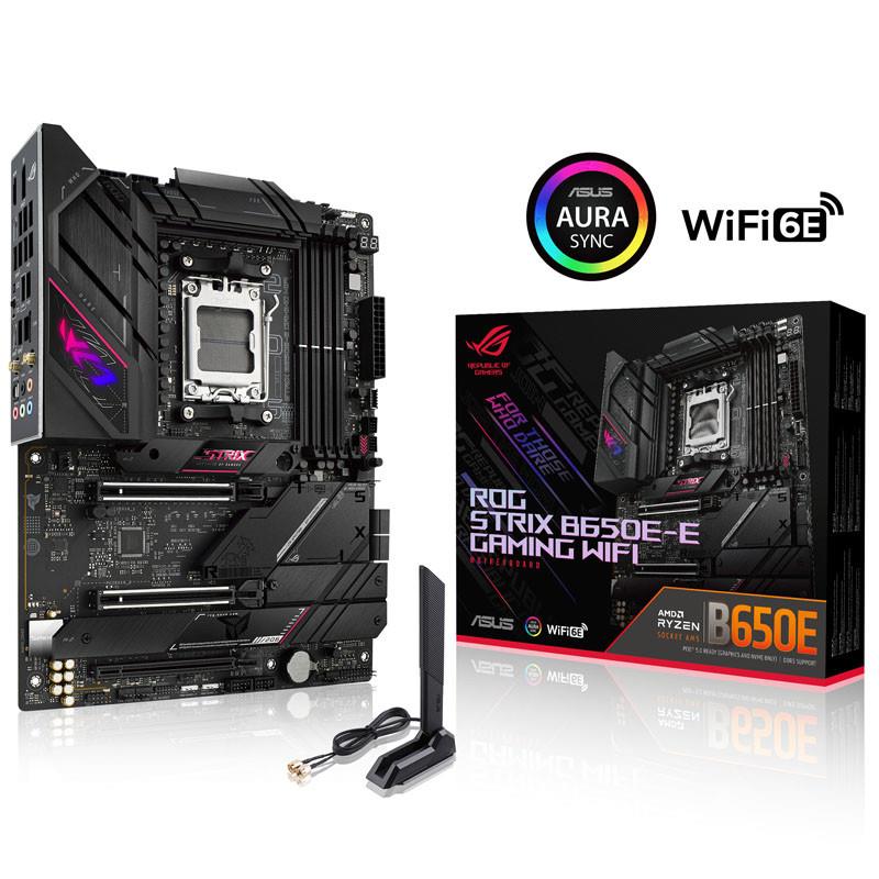 Mainboard ASUS AMD B650 SAM5 ATX Memory DDR5 Memory slots 4 1xPCI-Express 4.0 16x 2xPCI-Express 5.0 16x 4xM.2 1xHDMI 1xDisplayPort 4xUSB 2.0 6xUSB 3.2 2xUSB-C 1xOptical S/PDIF 1xRJ45 5xAudio port STRIXB650E-EGAMINGWIFI