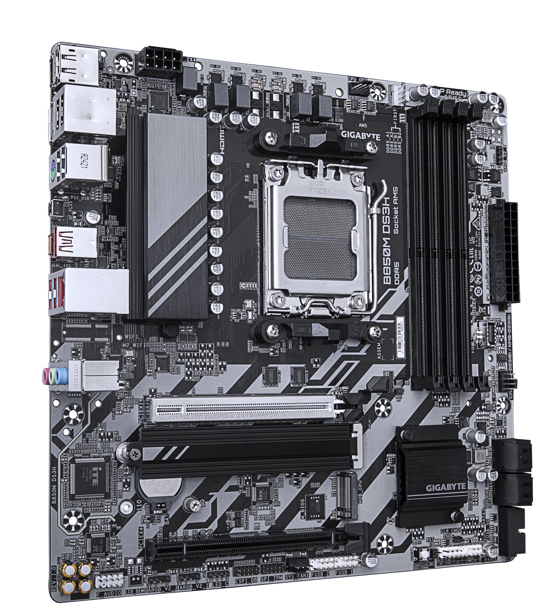 Mainboard GIGABYTE AMD B850 Socket AM5 micro ATX RAM DDR5-SDRAM 4xSlots 2xNumber of M.2 (M) slots B850MDS3H1.2