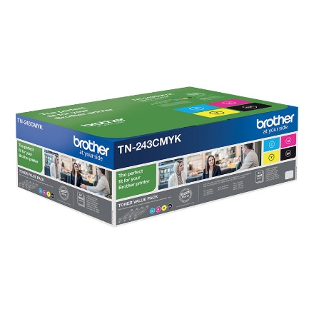 Brother TN-243CMYK, Toner Value Pack | Brother TN243CMYK | Brother TN243CMYK Value Pack - 4-pack - black, yellow, cyan, 