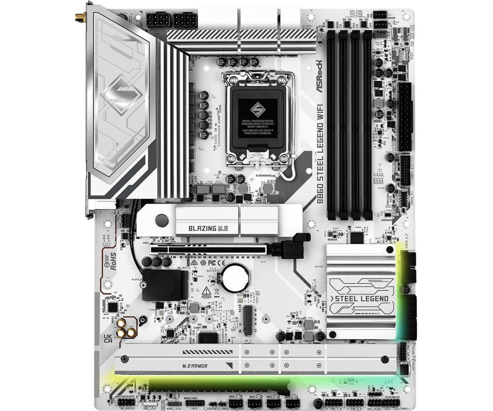 Mainboard ASROCK Intel B860 Express LGA1851 ATX Memory DDR5 Memory slots 4 1xPCI-Express 4.0 16x 1xPCI-Express 5.0 16x 1xM.2 1xHDMI 1xDisplayPort 1xAudio-Out 1xMicrophone 3xUSB 2.0 6xUSB 3.2 1xUSB-C w/Thunderbolt 1xOptical S/PDIF 1xRJ45