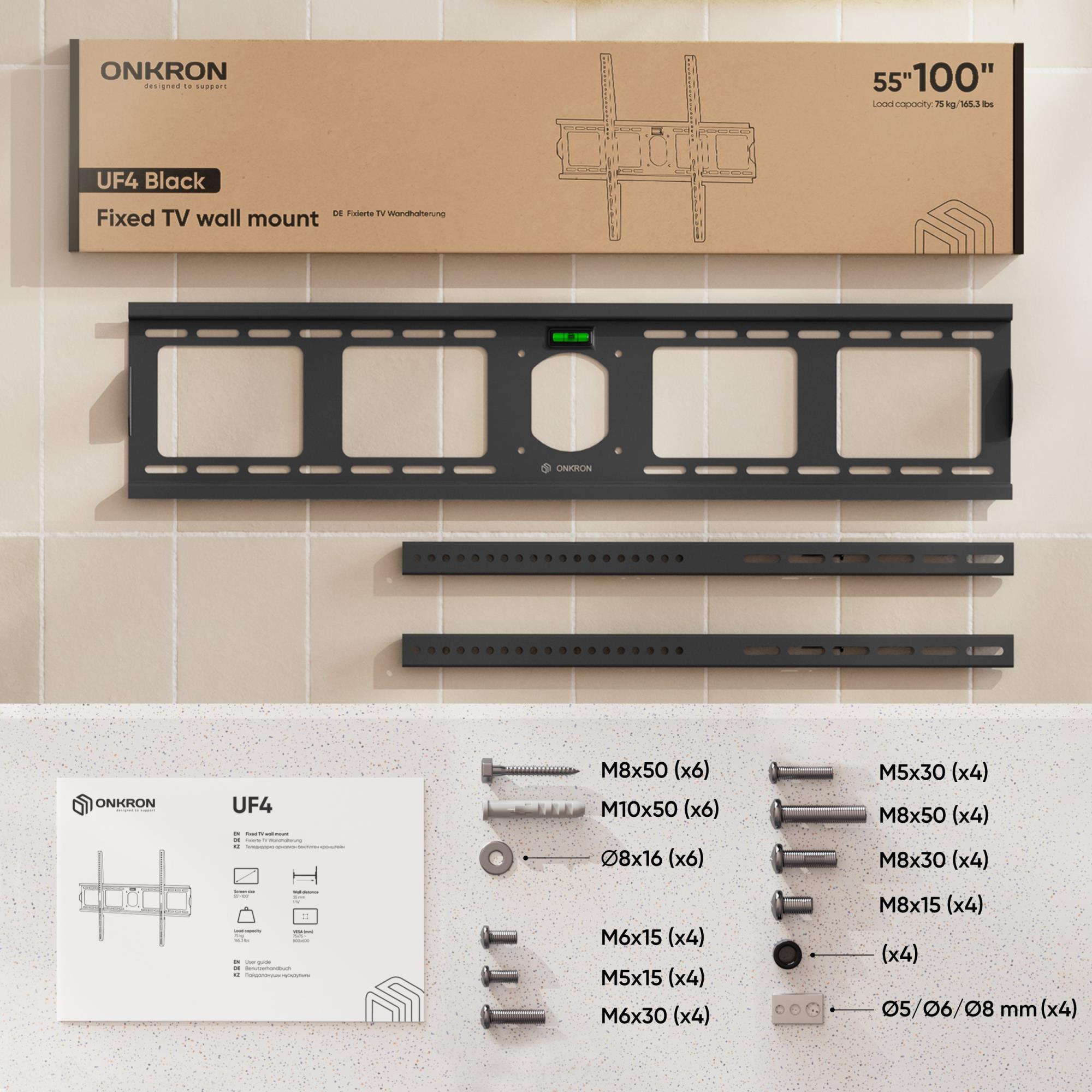 TV SET ACC WALL MOUNT/55-100"/BLACK UF4-B ONKRON