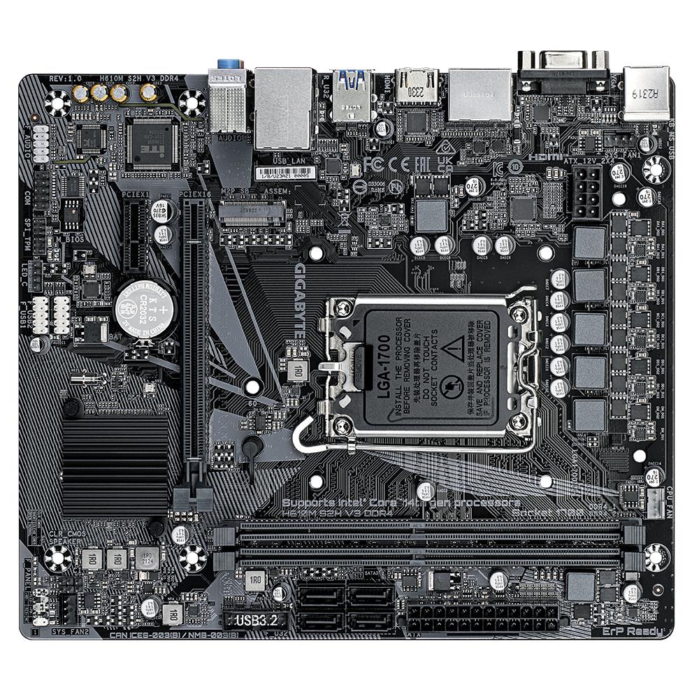 Mainboard GIGABYTE Intel H610 LGA1700 Micro-ATX Memory DDR4 Memory slots 2 1xPCI-Express 3.0 1x 1xPCI-Express 4.0 16x 1xM.2 1x15pin D-sub 1xHDMI 2xDisplayPort 4xUSB 2.0 2xUSB 3.2 1xPS/2 1xRJ45 3xAudio port H610MS2HV3DDR4