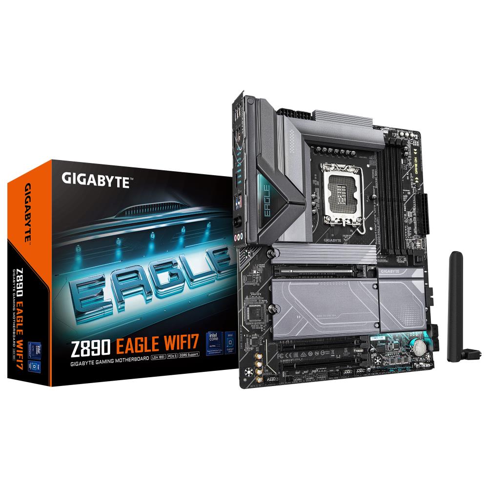Mainboard GIGABYTE Intel Z890 LGA1851 ATX Memory DDR5 Memory slots 4 2xPCI-Express 4.0 4x 1xPCI-Express 5.0 16x 4xM.2 1xDisplayPort 4xUSB 2.0 5xUSB 3.2 1xUSB-C 1xRJ45 3xAudio port Z890EAGLEWIFI7