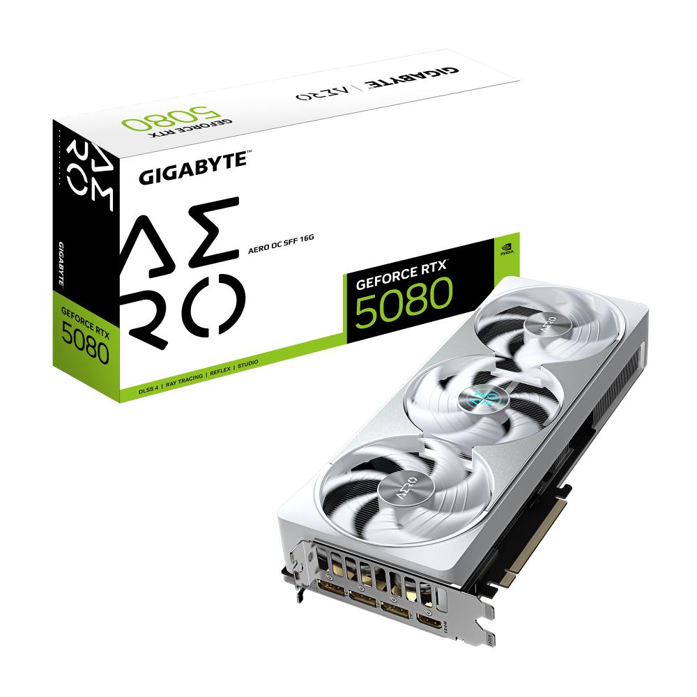 Graphics Card GIGABYTE NVIDIA GeForce RTX 5080 16 GB GDDR7 256 bit PCIE 5.0 16x GPU 2617 MHz Dual Slot Fansink GV-N5080AEROOC-16GD1.0