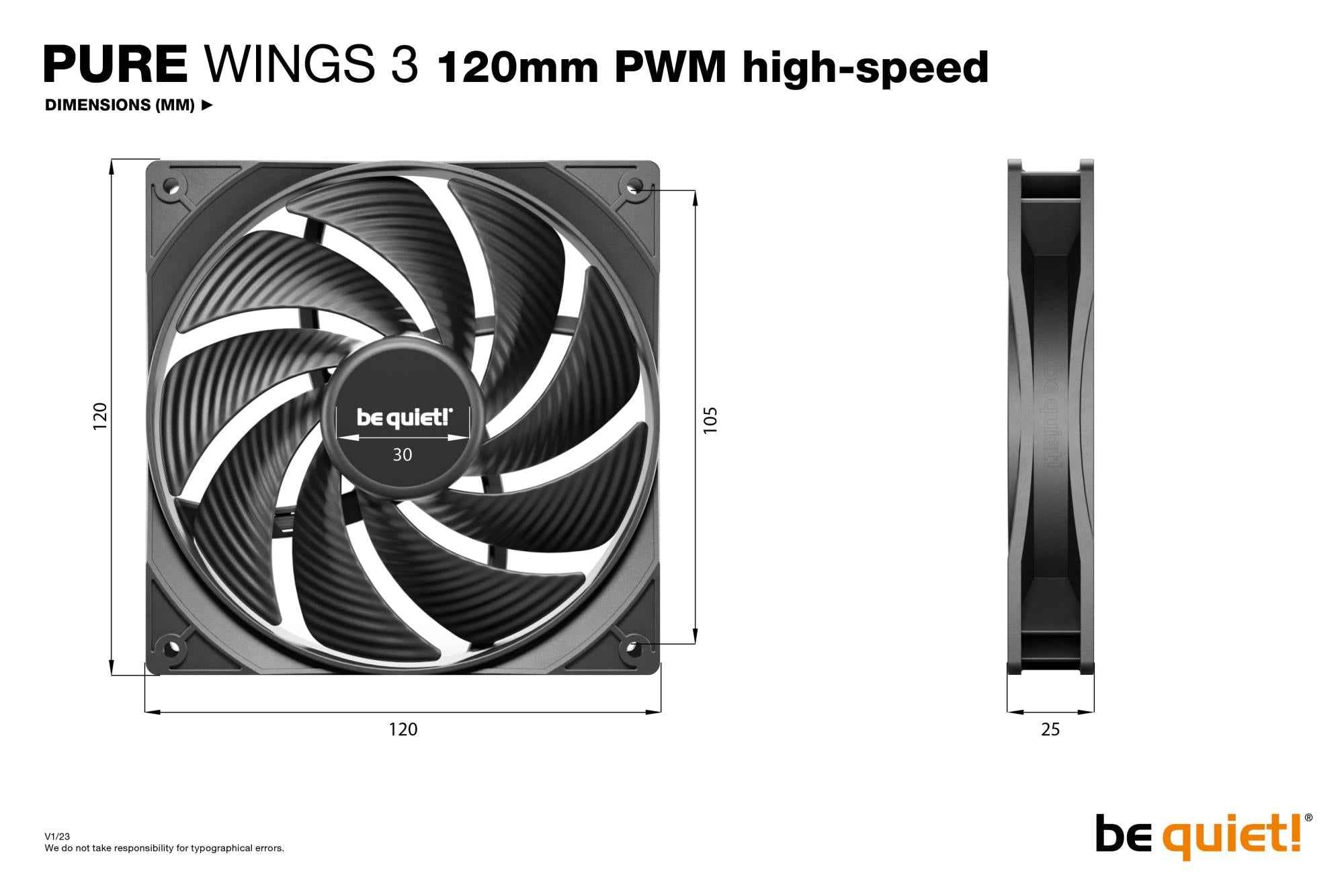 CASE FAN 120MM PURE WINGS 3/PWM HS 3-PACK BL140 BE QUIET