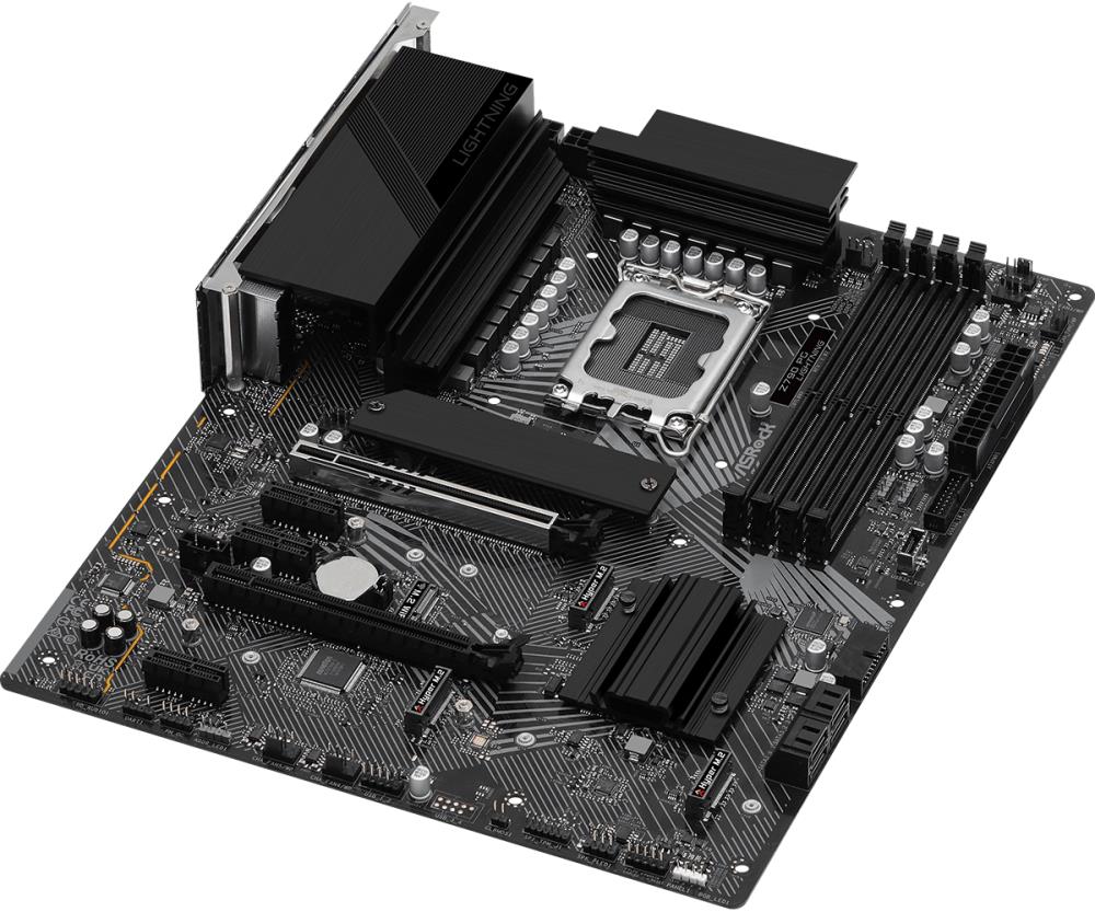 Mainboard ASROCK Intel Z790 LGA1700 ATX Memory DDR5 Memory slots 4 3xPCI-Express 3.0 1x 1xPCI-Express 4.0 16x 1xPCI-Express 5.0 16x 4xM.2 1xHDMI 1xAudio-In 1xAudio-Out 1xMicrophone 1xUSB 2.0 6xUSB 3.2 1xUSB-C 1xRJ45 Z790PGLIGHTNING