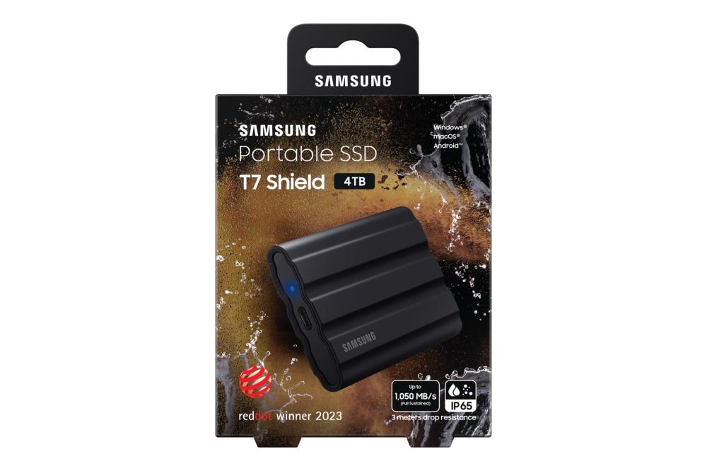 External SSD SAMSUNG T7 4TB USB 3.2 Write speed 1000 MBytes/sec Read speed 1050 MBytes/sec MU-PE4T0S/EU