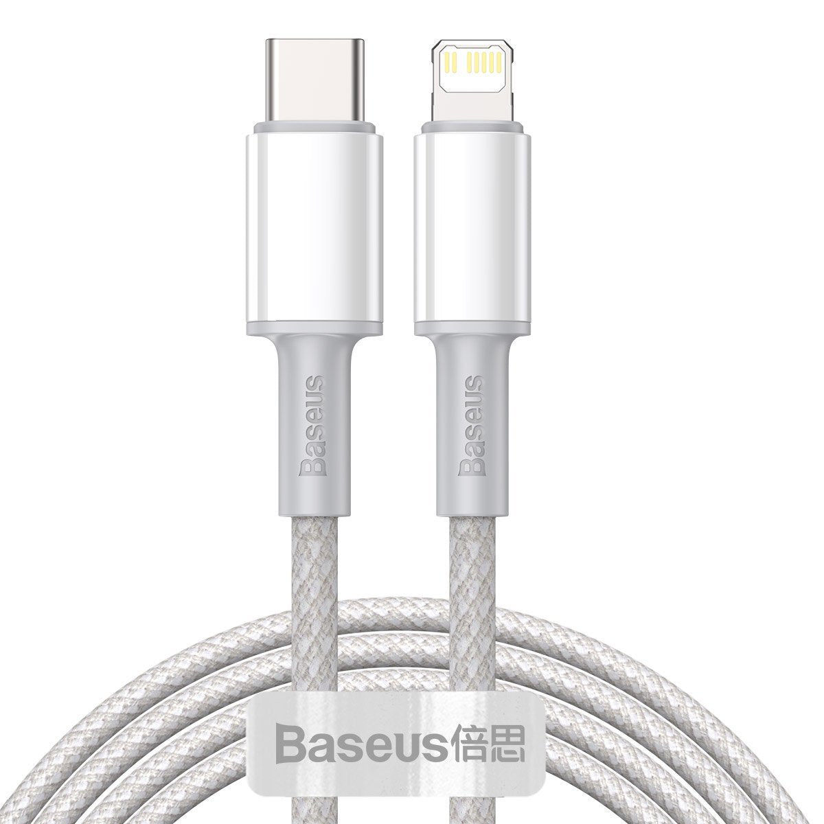 USB-C to Lightning Baseus High Density Braided Cable, 20W, PD, 2m (white) - Image 1
