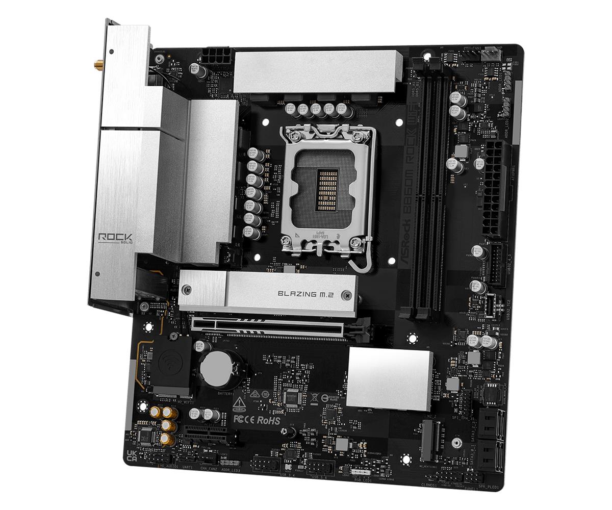 Mainboard ASROCK Intel B860 LGA 1851 (Socket V1) micro ATX RAM DDR5-SDRAM 2xSlots Wi-Fi Yes Bluetooth Yes 1xNumber of M.2 (M) slots B860MROCKWIFI