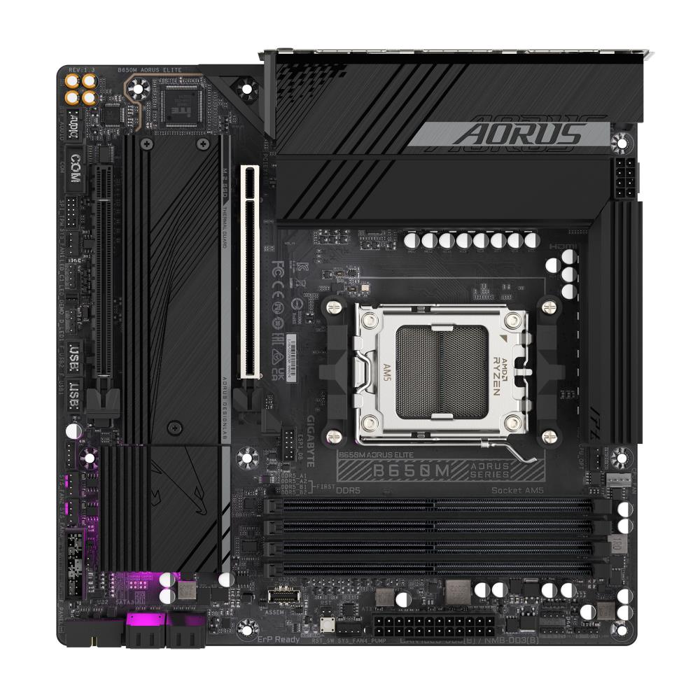 Mainboard GIGABYTE AMD B650 SAM5 Micro-ATX Memory DDR5 Memory slots 4 1xPCI-Express 4.0 4x 1xPCI-Express 4.0 16x 2xM.2 1xHDMI 1xDisplayPort 4xUSB 2.0 7xUSB 3.2 1xUSB-C 1xOptical S/PDIF 1xRJ45 3xAudio port B650MAORUSELITE1.3