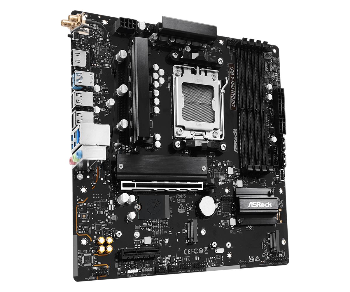 Mainboard ASROCK AMD A620A SAM5 Micro-ATX Memory DDR5 Memory slots 4 A620AMPRO-AWIFI