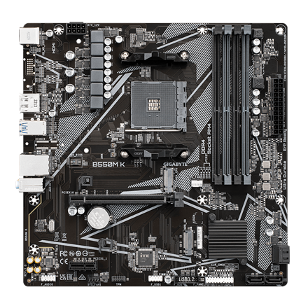 Gigabyte | B550M K 1.0 M/B | Processor family AMD | Processor socket AM4 | DDR4 DIMM | Memory slots 4 | Supported hard d