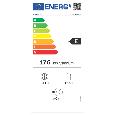 Gorenje Refrigerator | RF4142PW4 | Energy efficiency class E | Free standing | Combi | Height 143.6 cm | Fridge net capa
