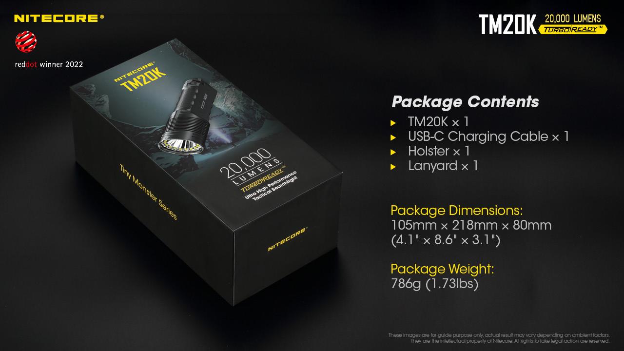 FLASHLIGHT TINY MONSTER SERIES/20000 LUMENS TM20K NITECORE