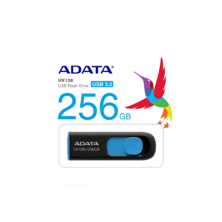 ADATA | USB Flash Drive | UV128 | 256 GB | USB Type-A | Black/Blue