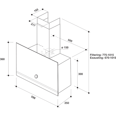 Whirlpool Hood | WHVA 62F LM K | Wall mounted | Energy efficiency class A | Width 59.8 cm | 485 m³/h | Mechanical | LED 