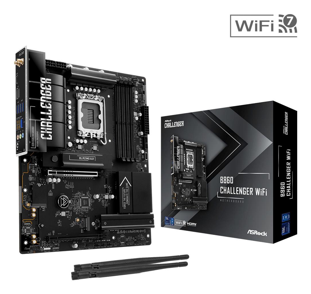 Mainboard ASROCK Intel B860 LGA 1851 (Socket V1) ATX RAM DDR5-SDRAM 4xSlots Wi-Fi Yes Bluetooth Yes 1xNumber of M.2 (M) slots B860CHALLENGERWIFI