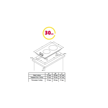 Simfer | Hob | H3.201.TGRSP | Gas on glass | Number of burners/cooking zones 2 | Rotary knobs | Black