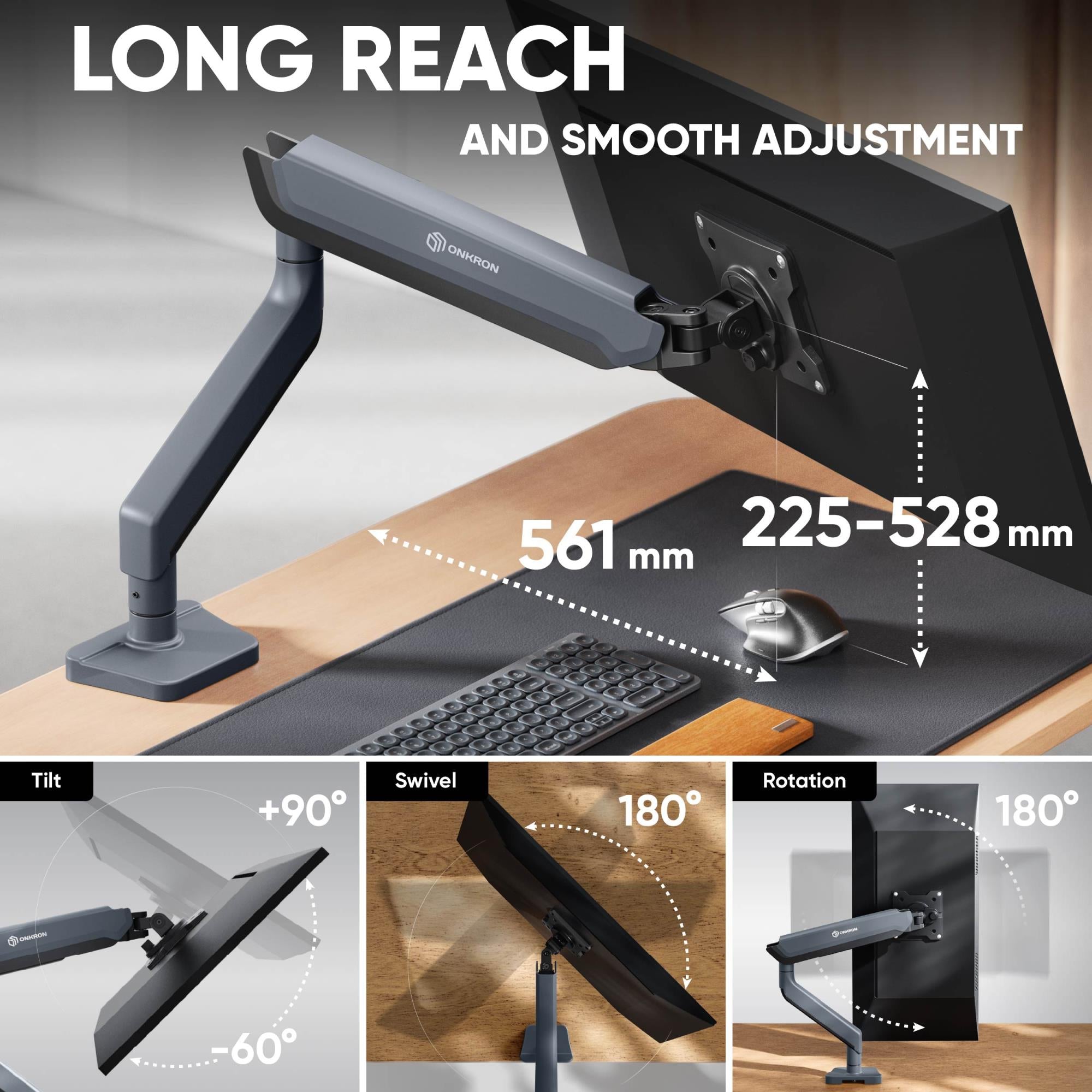 MONITOR ACC DESK MOUNT/17-45" GRAPHITE G95-G ONKRON