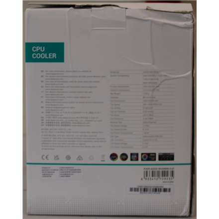 SALE OUT. Deepcool AG620 ARGB V2 CPU Cooler, white | Deepcool CPU Cooler | AG620 ARGB | DAMAGED PACKAGING | Intel, AMD