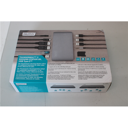 SALE OUT. | Digitus | Thunderbolt™ 3 Dockingstation 8K, USB Type-C™ | Ethernet LAN | Warranty 24 month(s) | DAMAGED PACK